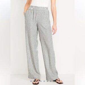 High-Waisted Linen-Blend Wide-Leg Pants